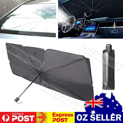 Car Sunshade Umbrella Front Window Visor Sun Shade Cover Black VIC • $13.52