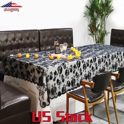 $12.99 • Buy Skull Table Cloth Scary Tablecloth Lace Decor For Halloween Party 84  X 61 