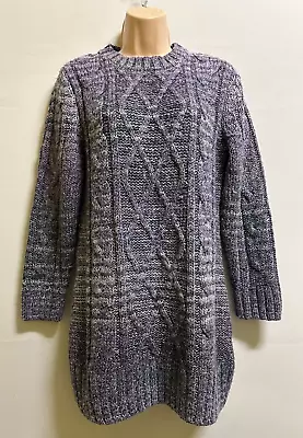 M&s Indigo Collection Long Wool Mix Knitted Jumper Purple Mix Size 14 • £5.99