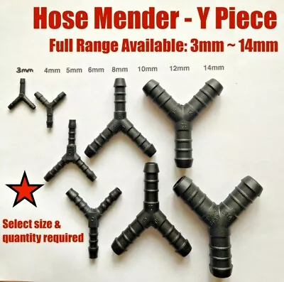 Hose Menders Y Piece Pipe Repair Fuel Diesel Air Pond Connector Packs Of 2 • £3.50