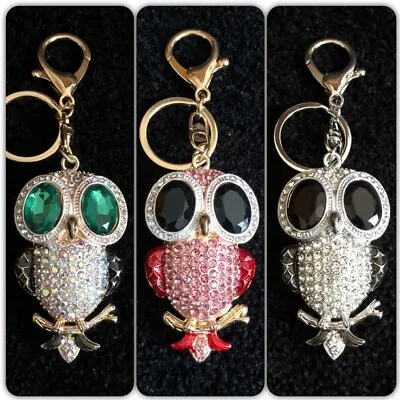 1 X Rhinestone Owl Key Ring Bag Charm Key Chain Gift Metal • £3.99