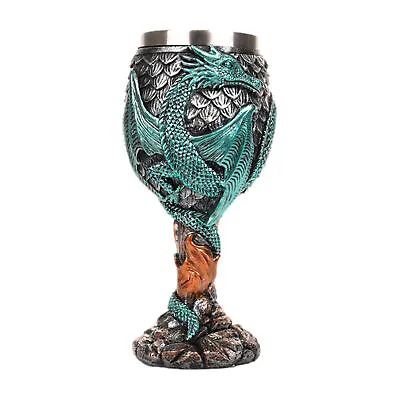 Stainless Steel Medieval Dragons Wine Goblets Chalice Daily Drinking Party Decor • £24.08
