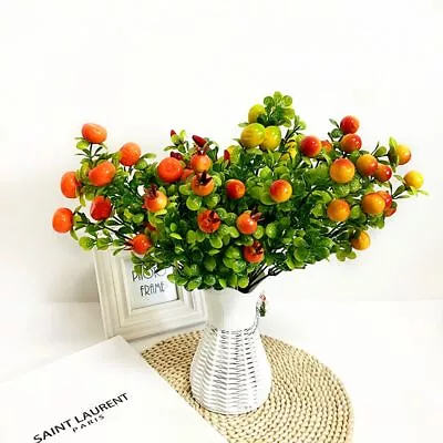 £3.77 • Buy Home Ornaments Artificial Plants Fruit Branch Plastic Grass Artificial Fruit