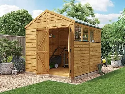 Garden Shed Apex Roof Overlap Outdoor Heavy Duty Wooden Storage 4x6-20x8 Switch • £445