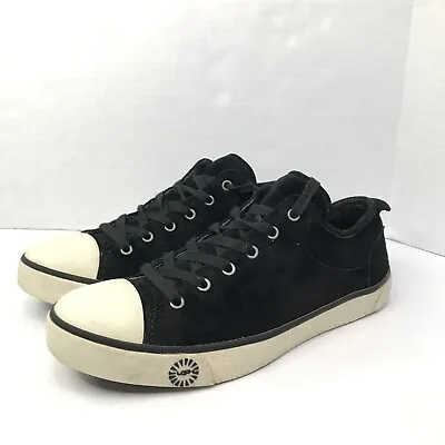 Ugg Australia Womens Evera Sneaker Shoes Black White 1888 Lace Up Suede Sz.9 • £27.94