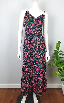 Isobelle Plus Size 20 Long Maxi Dress Strappy Floral V Wrap Front Elastic Waist • $29.95