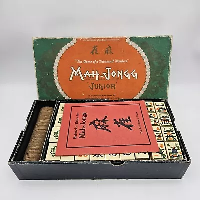 1923 Junior Mah-Jongg Set Vintage Wooden Mah Jong Set Complete W 144 Tiles. • $55