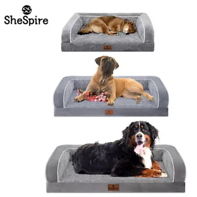 SheSpireGray Orthopedic Dog Bed Memory Foam Bolster Pet Mattress Removable Cover • $49.89