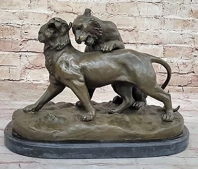 Fine Art Animal Statue Charles Valtons Signed Bronze Mountain Lion Vintage Sale • $424.50