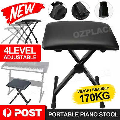 4 Way Portable Piano Stool Adjustable Folding Keyboard Seat Bench Chair Black • $20.85