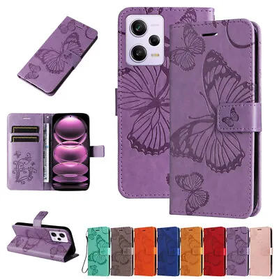 Butterfly Wallet Leather Flip Case Cover For Xiaomi Redmi Note 1 Note 12S 12C A1 • $13.08