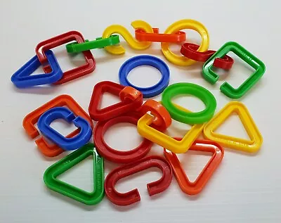 Vintage Kiddicraft Daisy Chain Linking Shapes 20 Plastic Pieces (1980) • $25