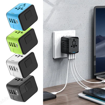 $6.79 • Buy International Universal Travel Adapter 3 USB Type C Power Charger Plug Converter