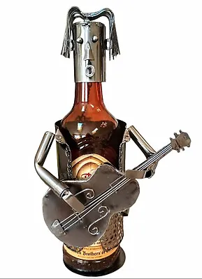  Metal Steampunk Wine Liquor Bottle Holder Guitar Player Silver Novelty Gift • $19.80