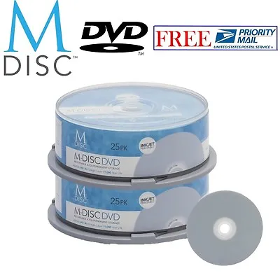 50 Pack Millenniata M-Disc DVD 4.7GB 4X White Inkjet Printable Recordable Disc • $173.99