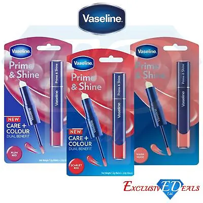 Vaseline Prime & Shine Care & Colour Dual Benefit Lip Balm & Gloss Double Head • £2.99
