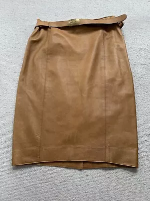 Ralph Lauren Tan Lambs Leather Belted Pencil Skirt. US 2 UK 6 • £20