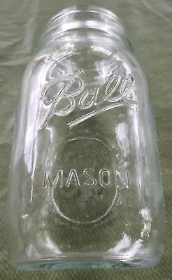 Vintage Ball Mason Jar Genuine Sculptured Glass Quart Measure 62A Clear Canning  • $15