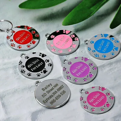 £3.19 • Buy  Personalised ENGRAVING Dog ID Cat ID Name Bling Tag Puppy Pet ID Tags 11 COLORS