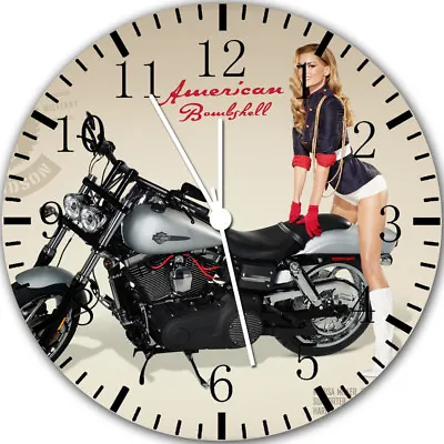 American Motorcycle Girl Frameless Borderless Wall Clock Nice Gifts Or Decor Y72 • $22.95