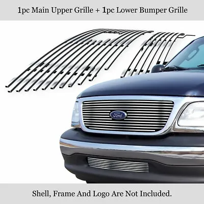 For 2001-2003 Ford F-150 Harley Davidson Stainless Chrome Billet Grill Combo • $76.99