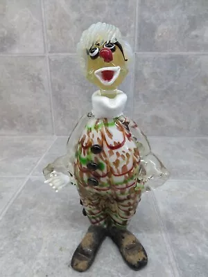 Glass Clown Figurine Vintage 12.5  Figure • $39.95