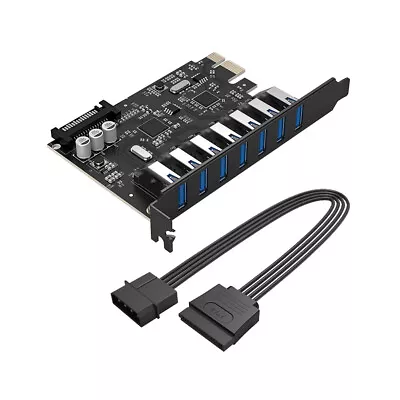 £24.59 • Buy ORICO USB 3.0 7 Port PCI-E Expansion Card Motherboard 15Pin SATA Power Connector