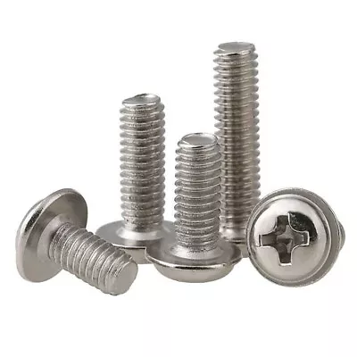 M2 M2.5 M3 M4 Cross Pan Round Head Bolts Computer Machine Screws With Washer Pad • £1.19