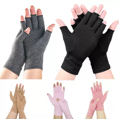 Anti Arthritis Gloves Compression Fingerless Support Hand Rheumatoid Pain Relief • £3.59