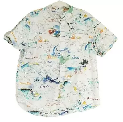 GAP XL Shirt Button Down Shortsleeve White Mens Casual Vacation Beach Multicolor • $18.74