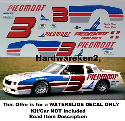 Nascar Decal # 3 Piemont Airlines 1983 Chevrolet Monte Carlo Ricky Rudd • $12