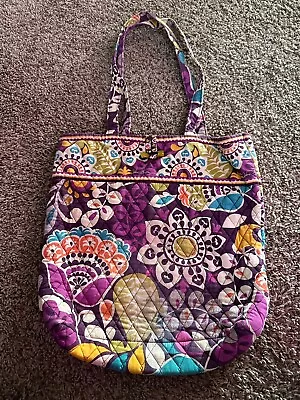 VERA BRADLEY Purple Handbag Purse Bucket Bag Shoulder Straps Quilted Tote • $10