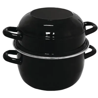 Olympia Mussel Pot Black Made Of Enamel Medium 1kg 190(H) X 200(?)mm • £19.87