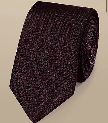Charles Tyrwhitt Silk GRENADINE Italian Tie - Maroon Red • $65