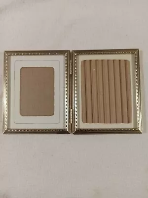Vintage Hinged Bifold Picture Frames 4 X 5 Gold Tone Metal Ornate • $8