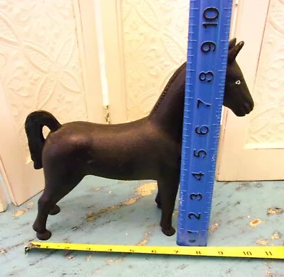 Vintage Black Iron Horse Figurine Door Stop 9  Tall Heavy Equine Ranch Farm • $31