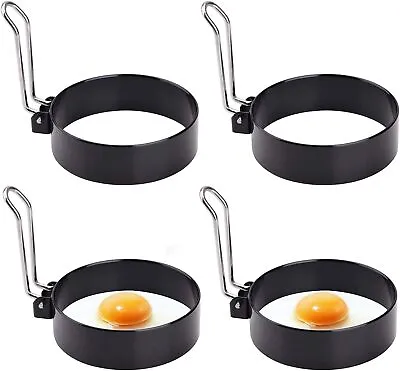 4xPortable Round Non Stick Egg Frying Rings Circle Fried/Poach Mold Pancake Gift • £8.59
