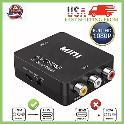 AV To HDMI 1080P RCA CVBS Video Audio Composite Converter Mini Adapter HDTV/DVD • $5.49