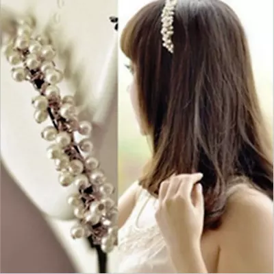 £3.29 • Buy Women Diamond Jewel Gems Pearl Headband Crystal Hair Band Girl Ladies Headwear W