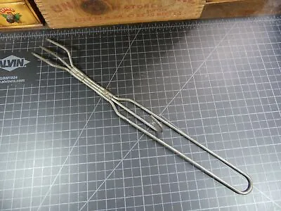 Vintage 3 Tine Fork Wire Meat Fork With Pot Hook 16  • $12.47