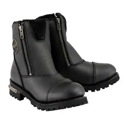 Milwaukee Leather MBM102 Mens Black Smooth Double Sided Zipper Entry Biker Boots • $137.99