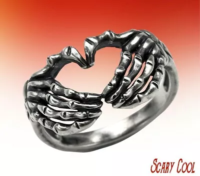 New Hand Heart Skeleton Metal Gothic Womens Vintage Ring • $8.95