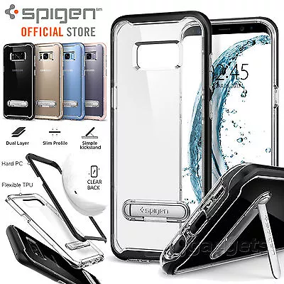 $34.99 • Buy Genuine SPIGEN Crystal Hybrid Metal Kickstand Cover For Galaxy S8 / S8 Plus Case
