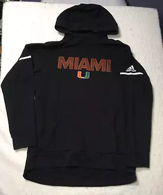 Miami Hurricanes Adidas Team Performance Sweatshirt Hoodie Black - Men’s Medium • $22.82