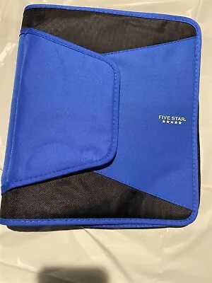 Mead Five Star Blue 1.5 Inch Zipper 3 Ring Binder 3-Pocket Expanding File • $11.99