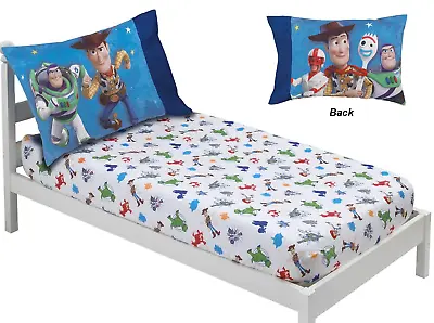 Toddler Cot Bed Fitted Sheet Set 2 Pc Boys Disney Toy Story Blue & White • $69