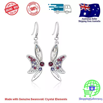 NEW Half Butterfly Wing Dangle Hook Earrings With Swarovski Crystal Elements • $23.49