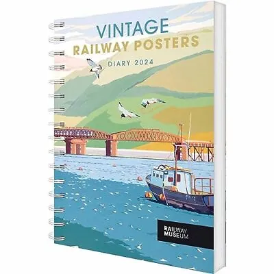 CAROUSEL CALENDARS Vintage Railway Posters NRM A5 Diary 2024 • £10.22