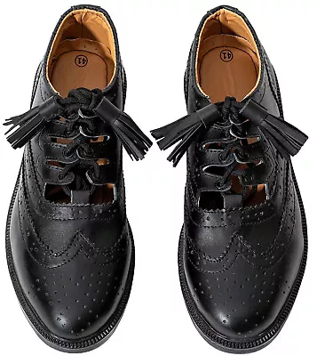 Ghillie Brogues Black Leather Ghillie Brogues Scottish Kilt Shoes • £39.60