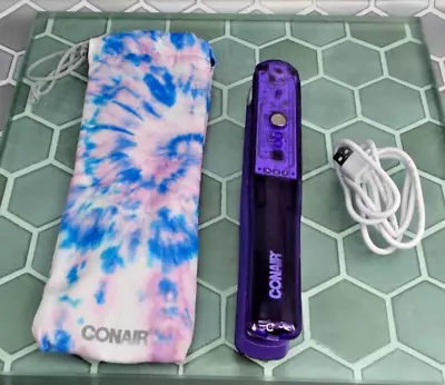 Conair Violet Vamp Mini Cordless Flat Iron With Pouch & USB Cord NWOB • $19